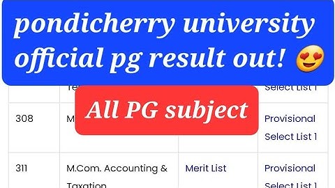 Big news! congrats ✌️ Finally cuet PG result officially Out for pondicherry central university