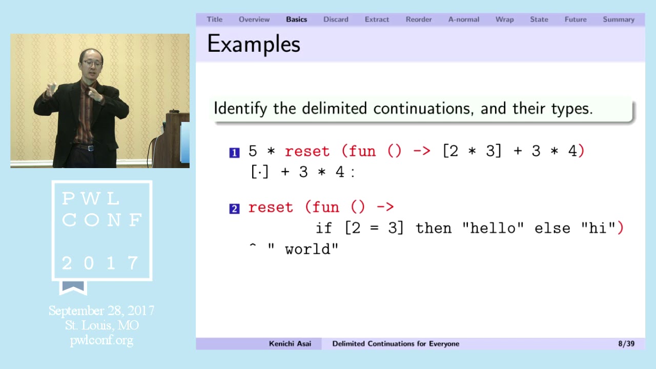 Delimited Continuations for Everyone by Kenichi Asai - YouTube