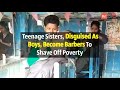 Girl power teenaged sisters takes charge of fathers barber shop