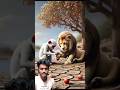 The monkey lived on a plum tree and the lion became his friend 😭 #ai  #monkey #tree #shorts #comedy