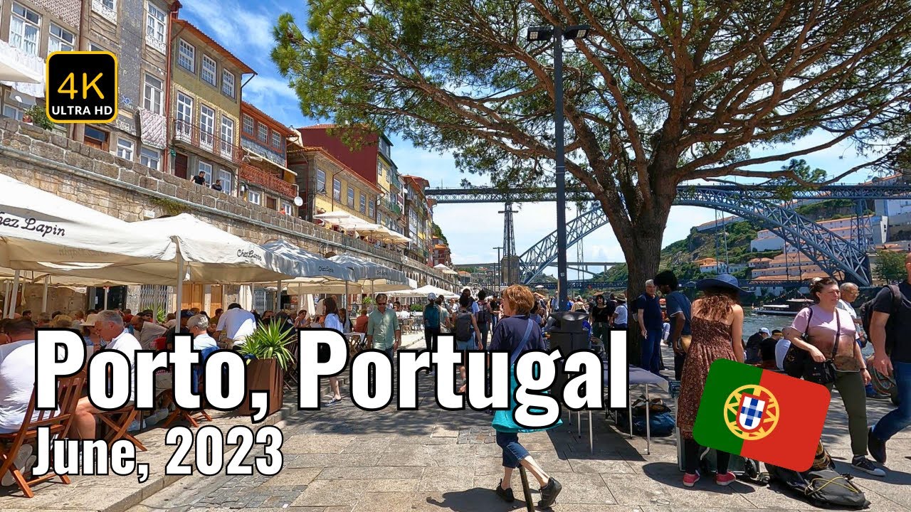 WALKING TOUR 4K  PORTUGAL OPORTO Porto Downtown Cais da Ribeira e Cais de Gaia    SPRING 2023