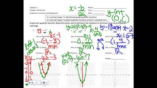 Algebra 2 Chapter 4A Practice Test Day 1