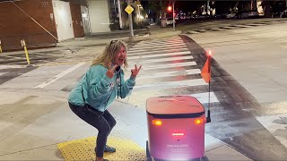 DAN &amp; SALLY TRY TO CAPTURE COCO, THE FOOD DELIVERY ROBOT ROAMING THE SANTA MONICA STREETS.
