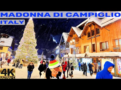 [4k] 🇮🇹 MADONNA DI CAMPIGLIO ITALY | A SNOWY EVENING WALK ❤️