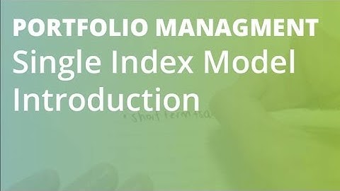 Single Index Model Introduction | Portfolio Management