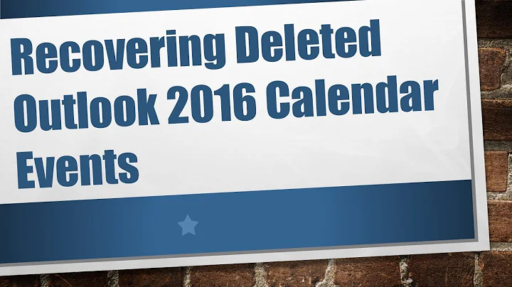 Recovering Deleted Outlook 2016 Calendar Events