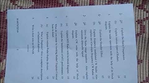 B.Tech 7th sem (ECE New) Radar And Sonar Engineering Paper , 2022