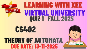 CS402 Theory of Automata Quiz 1 Fall 2025 Virtual University of Pakistan