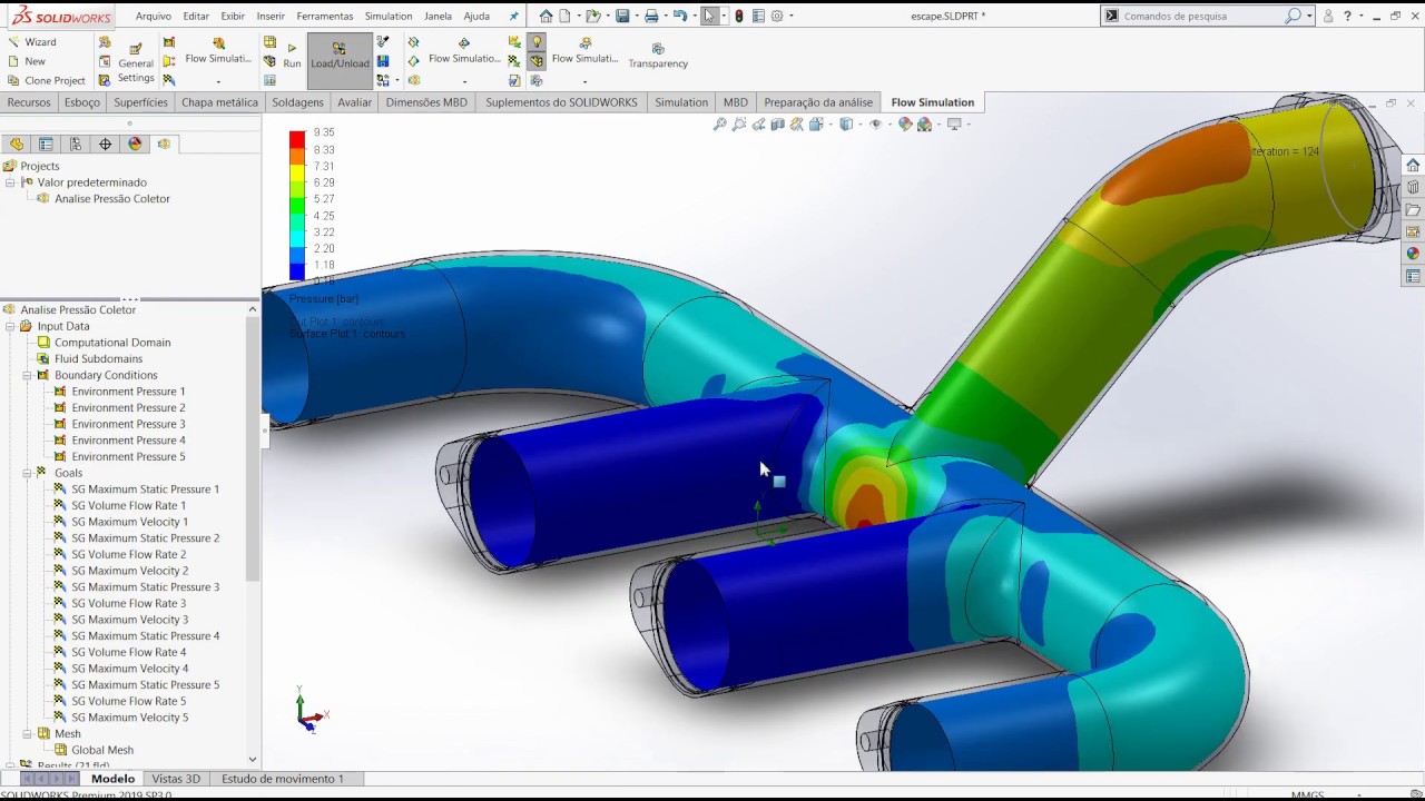 Aula 353- 9 26 - Analise Pressão no Coletor - CURSO FLOW SIMULATION ...