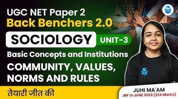 UGC NET Sociology | Unit-3 | Community, Values, Norms & Rules | UGC NET Dec 2023 JRFAdda