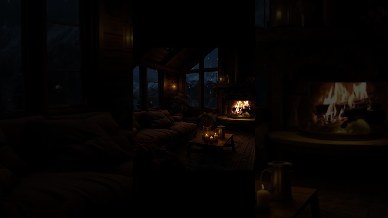 🔴 Snowy Cabin Night: Peaceful Winter Escape 