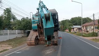 ติดตาม ภารกิจย้ายแม็คโคร กับจารย์เอกขึ้นเทรเลอร์ รถเยอะจัด!!! [KOBELCO SuperXm200]