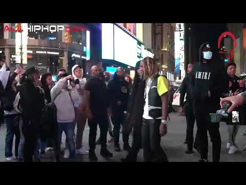 Lil Durk Gets Rushed In Times Square At Metaverse Takeover W/ NXT G3NZ Billboard