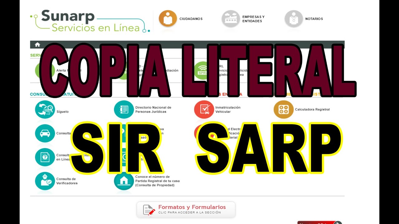 Como Solicitar Una Copia Literal Sir Y Sarp Online En Sunarp Registros