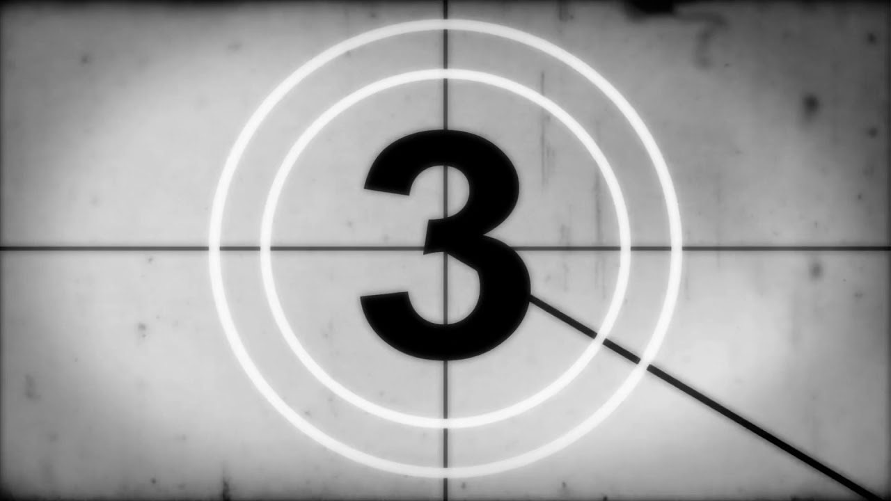 Mark s head bobbers hand. Old movie Countdown with number 7