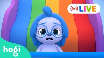 🔴🟠🟡🟢🔵🟣 Rolling Down the Bunk Bed Slide + Fun Kids Videos｜LIVE｜Best for Kids｜Hogi Colors｜Hogi Live