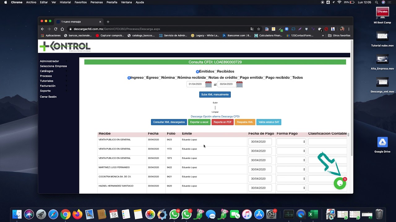 Como exportar a excel y convertir a pdf tus xml descargacfdi web youtube