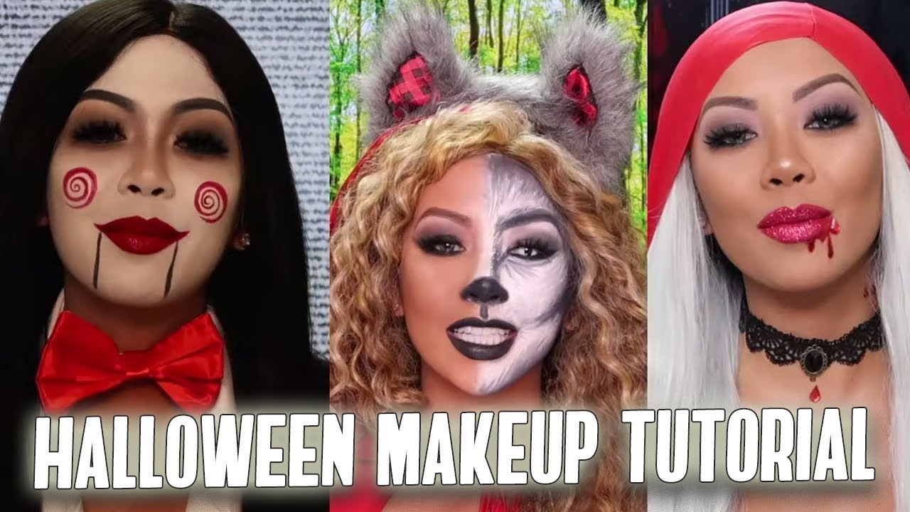 Jigsaw, Red Riding Hood/Wolf & Vampire Halloween Makeup Tutorial ...