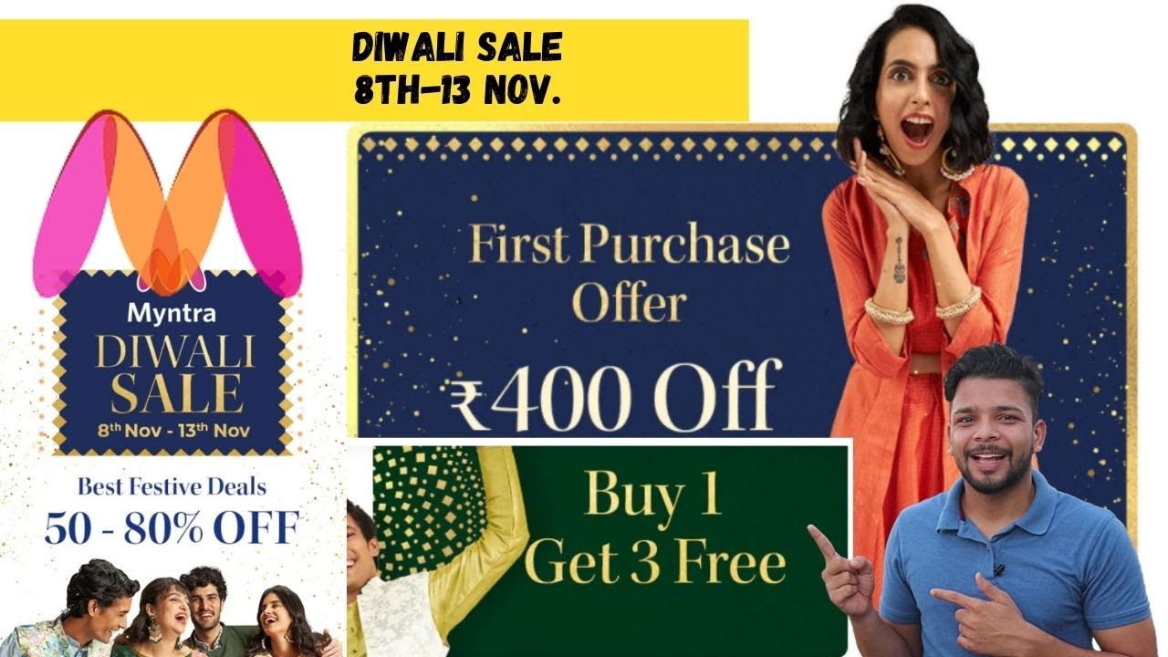 Myntra Diwali sale Discounts, Coupon codes Offers & flat 400 off