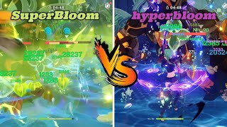 Nahida SuperBloom vs Nahida Hyperbloom Team comp!! comparación de jugabilidad [ Genshin Impact ]