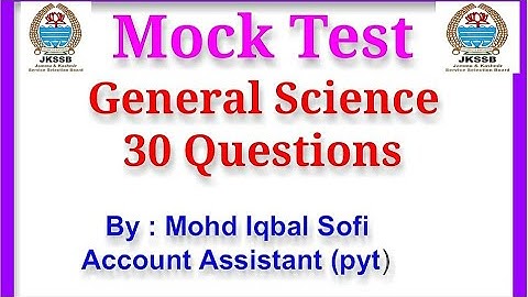 FAA Mock Test | General Science | 30 Questions | JKSSB | JKP Sub inspector| JKPSC | KAS | IMP. MCQS