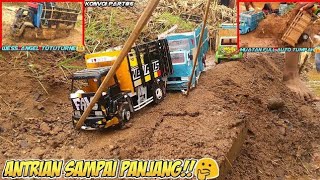 ANTRIAN SAMPAI PANJANG!!?Konvoi Miniatur Truk Plastik Muatan Pasir Full😱auto tumpah