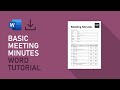 Basic meeting minutes template  microsoft word tutorial free download