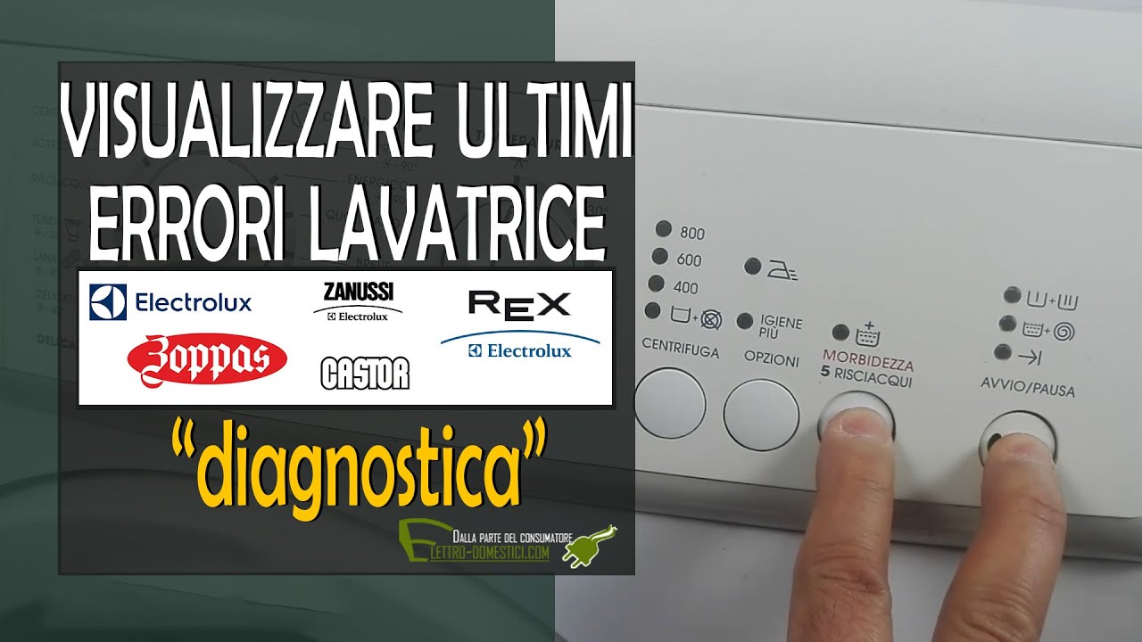 codici di errore lavatrice Zoppas, Rex, Electrolux senza display