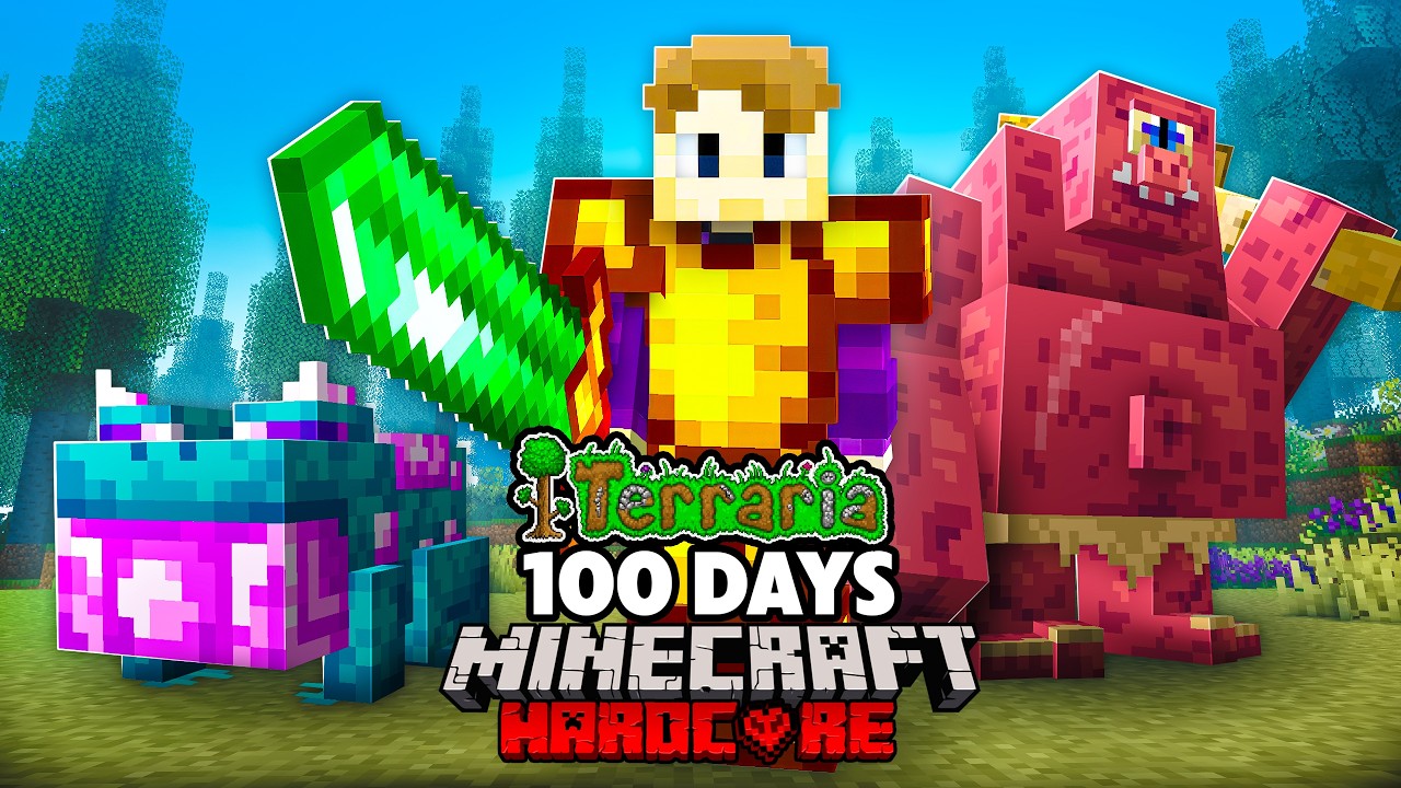 I Survived 100 Days in TERRARIA Minecraft Hardcore!