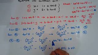 How to convert a set of parametric equations into Cartesian form - Example 5