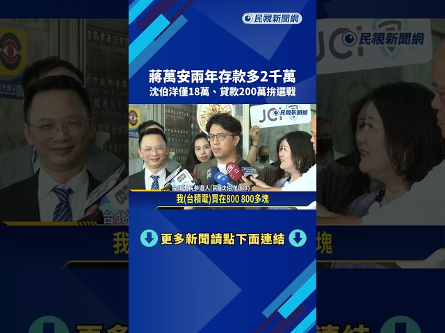 蔣萬安兩年存款多2千萬 沈伯洋僅18萬.貸款200萬拚選戰－民視新聞