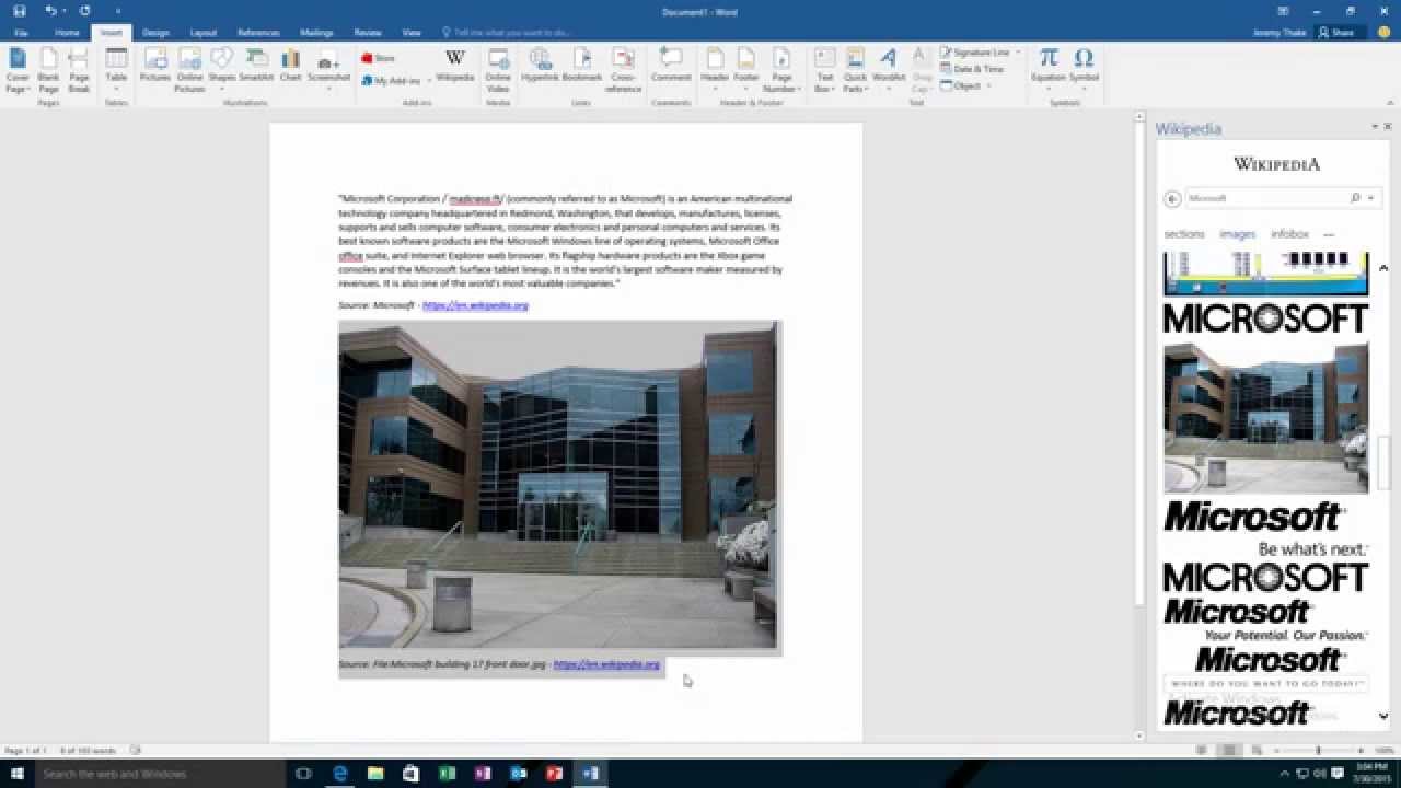 WikiPedia Word add-in demonstration 