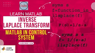 Inverse Laplace Transform in MATLAB | Learn MATLAB | MATLAB IN CONTROL SYSTEM