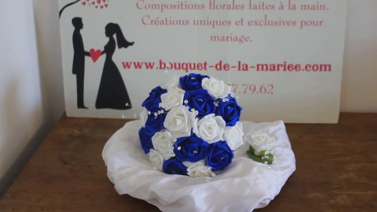 Bouquet de mariée rond BLEU ROYAL fait de roses et diamants fantaisie -  thptnganamst.edu.vn