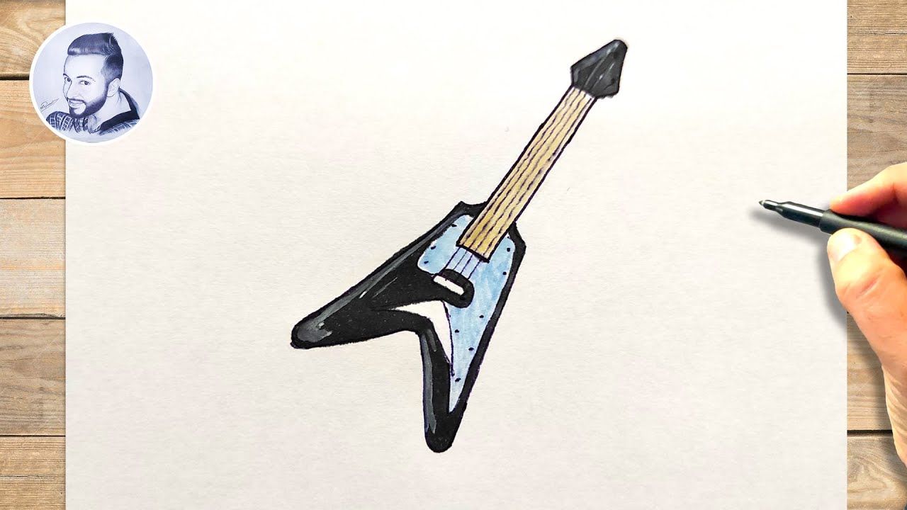 Comment dessiner une guitare de rock - YouTube