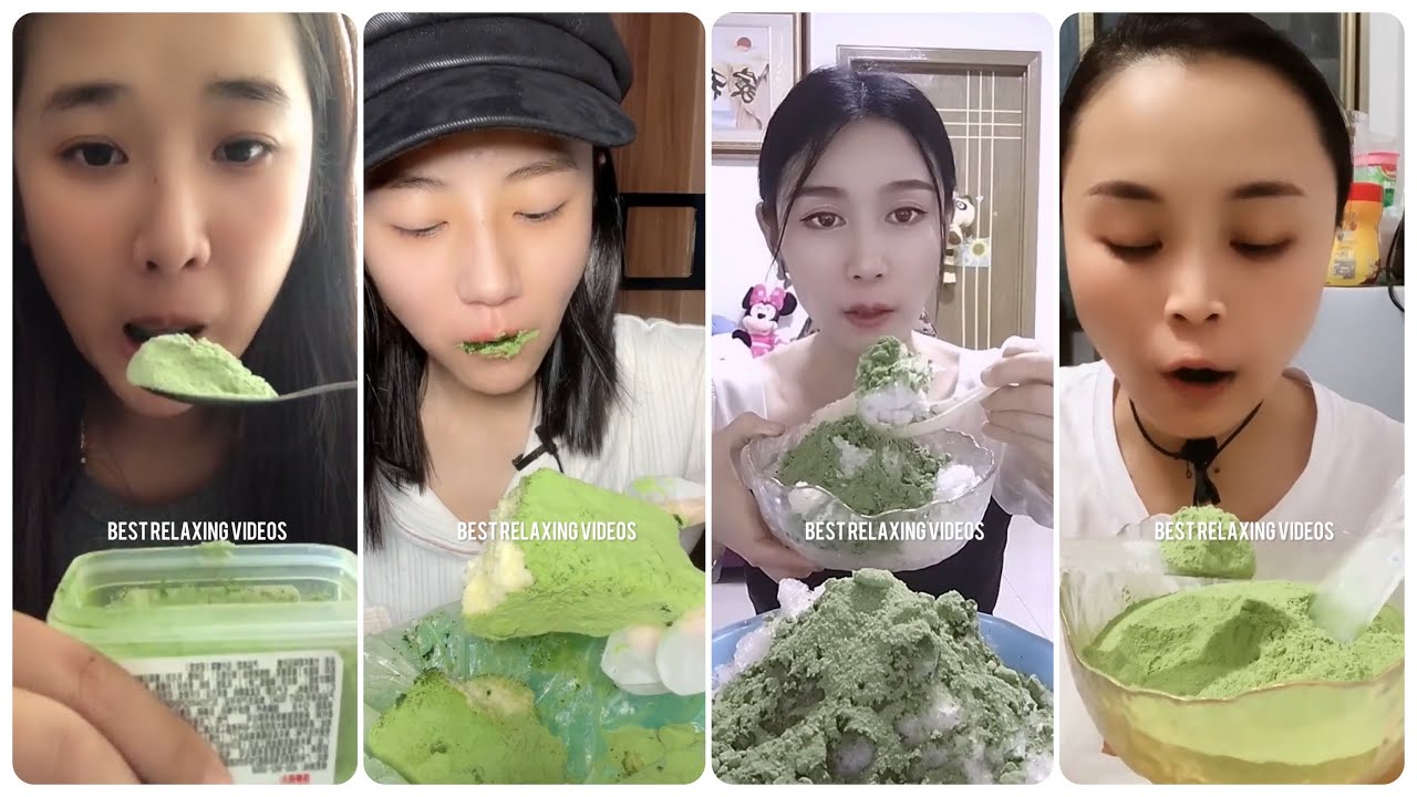 [ASMR] MATCHA POWDER EATING 🍵 & POWDERY AND CRUNCHY MATCHA ICE EATING 💚