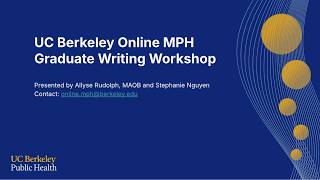 UC Berkeley Online MPH Graduate Writing Workshop 2.19.26