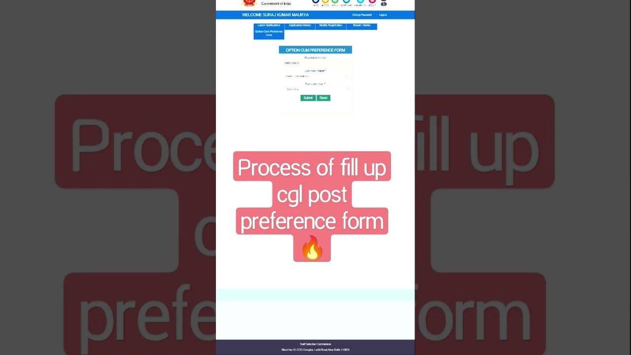 process of fill up cgl post  preference form # cgl 22 