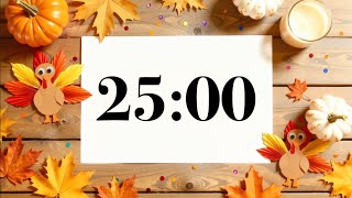 25 Minute Thanksgiving Focus Timer 🍁 Fall November Classroom, Pumpkins, Turkeys & Fun Acoustic Music