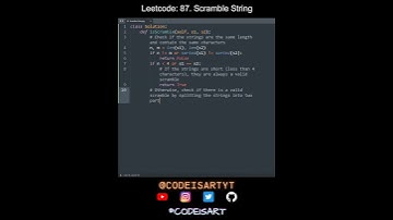 Leetcode 87. Scramble String in Python | Python Leetcode | Python Coding Tutorial | Python Code ASMR