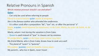 Relative Pronouns in Spanish Video