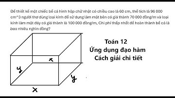 Toán 12: Để thiết kế một chiếc bể cá hình hộp chữ nhật có chiều cao là 60 cm, thể tích là 96 000 cm