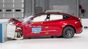 2025 Tesla Model 3 updated moderate overlap IIHS crash test
