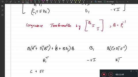 Problem 19.2: LMIs for Hinf optimal state-feedback controller synthesis with pole-region constraints