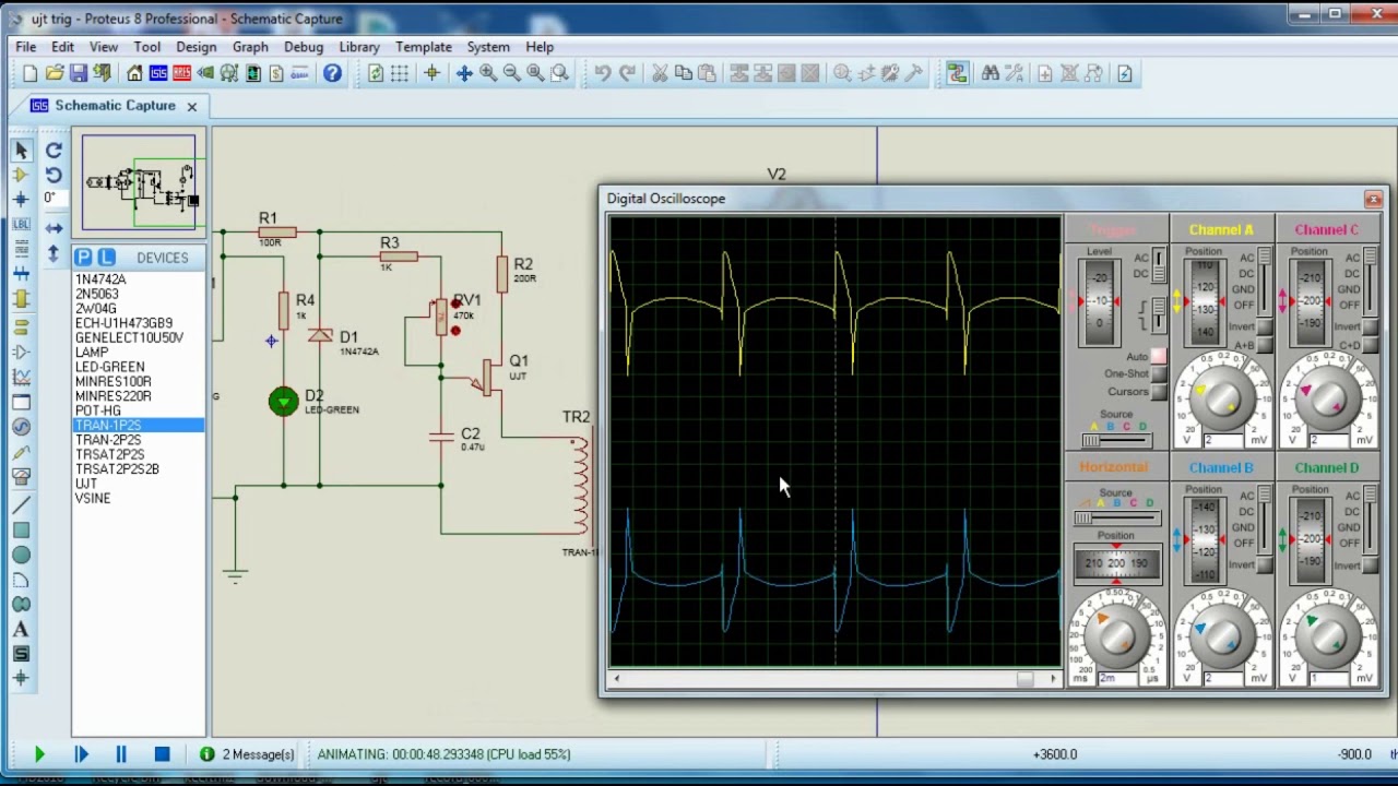 UJT & SCR Triggering Circuit Simulation with CRO Latest 2020 YouTube