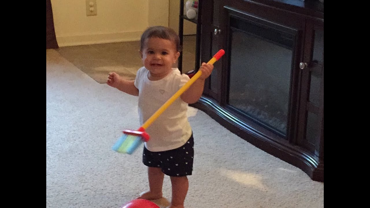 BABY LEARNS TO SWEEP! DAY 207 YouTube