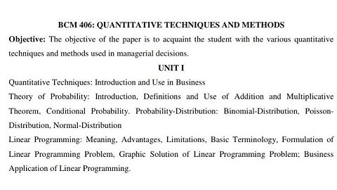 QUANTITATIVE TECHNIQUES AND METHODS SYLLABUS AND QUESTION PAPER 2024 BCOM 4 SEMESTER #bcom #exam