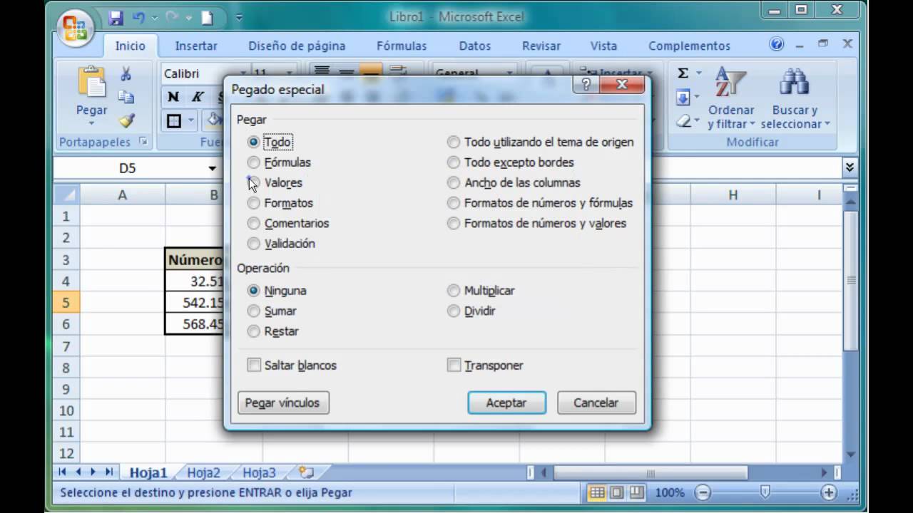 Excel 2007. 5.4.1. Pegado especial. - YouTube