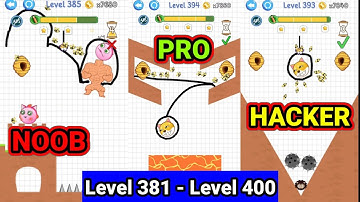 NOOB vs PRO vs HACKER || Level 381 - Level 400 || Draw To Save || Dog Rescue || Save The Dog