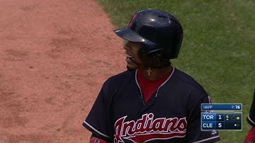 TOR@CLE: Lindor pokes an RBI single into right field